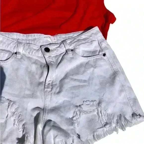 HIDDEN WHITE HIGH WAIST FRAYED HEM R  CUTOFF SHORTS SIZE MEDIUM - Picture 8 of 13